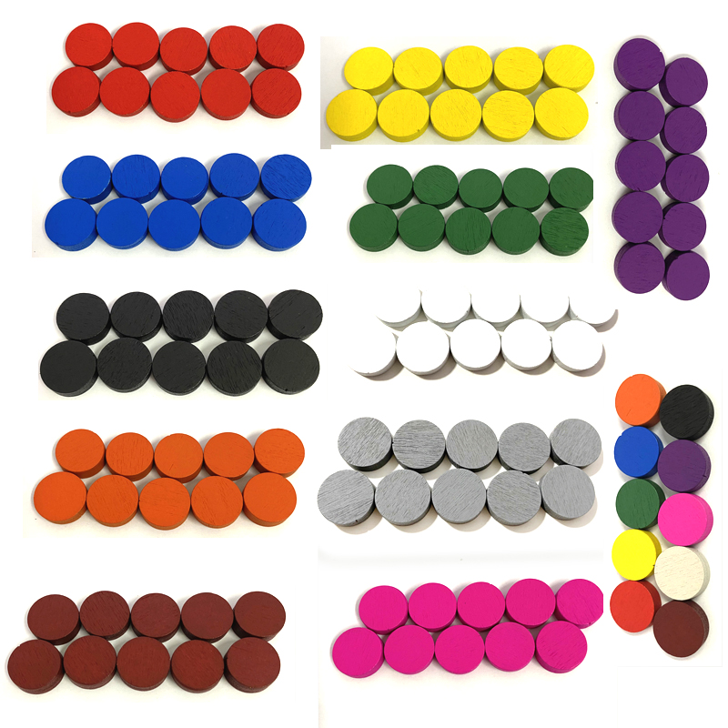Board Game The Sims - 50 個 15*5 ミリメートル 11 色木製ディスクディスクポーンゲームピースカラフルなチェストーク用ボードゲームアクセサリー